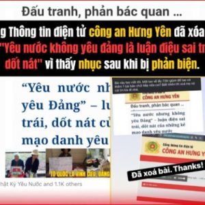 Công an Hưng Yên gỡ bài: “Yêu nước phải yêu Đảng” là một ngụy biện chính trị cũ kỹ.